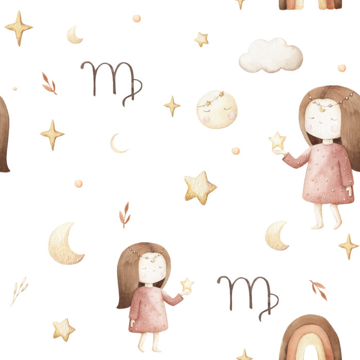 Tissu Imprimé Signe Astro Vierge Rose, 10 tissus au choix