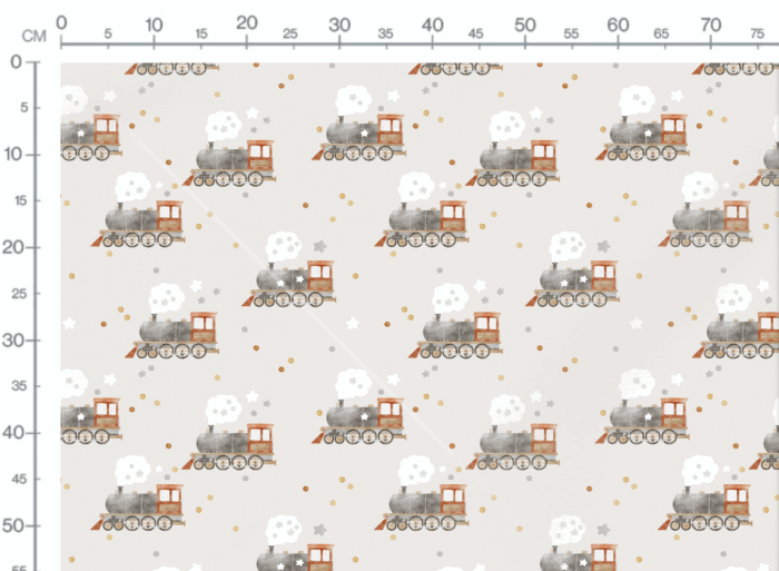Tissu Imprimé Train Étoiles, 7 tissus au choix – Image 3