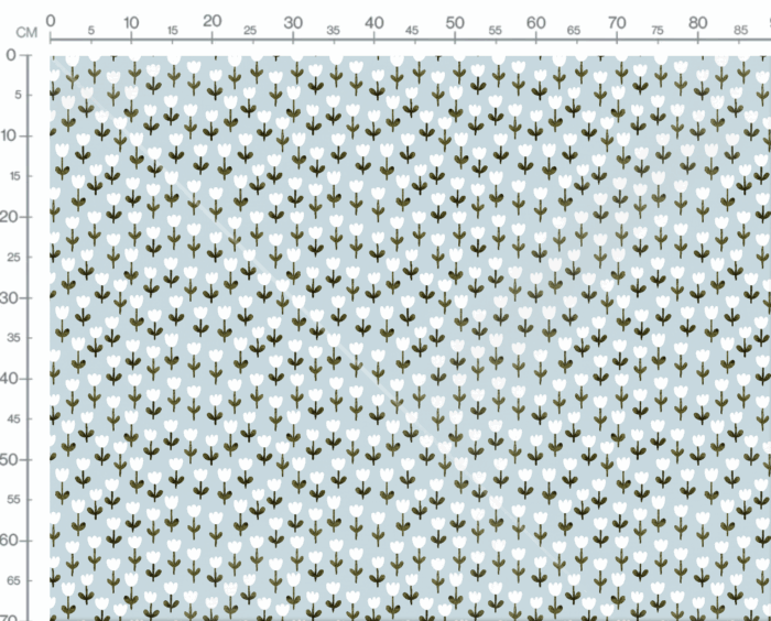 Tissu Imprimé Tulipes Blanc Bleu, 7 tissus au choix – Image 3