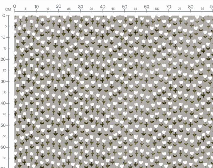 Tissu Imprimé Tulipes Blanc Gris, 7 tissus au choix – Image 3