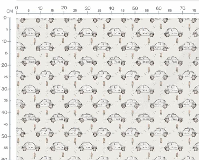 Tissu Imprimé Voiture de Police beige, 7 tissus au choix – Image 3