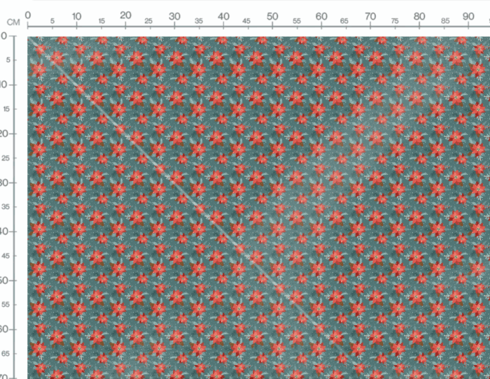 Tissu Imprimé Fleurs de Noel Bleu, 7 tissus au choix – Image 2