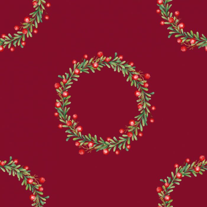 Tissu Imprimé Gui Couronne Rouge, 7 tissus au choix