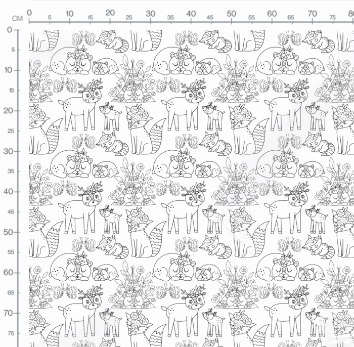 Tissu Exclusif Animaux Foret Boho A Colorier, 7 tissus au choix – Image 3
