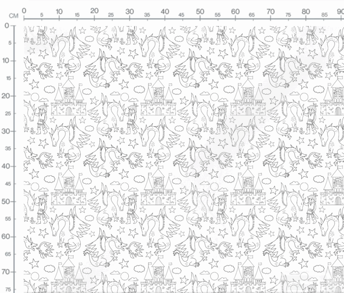 Tissu Exclusif Dragon et Chevalier A Colorier, 7 tissus au choix – Image 2