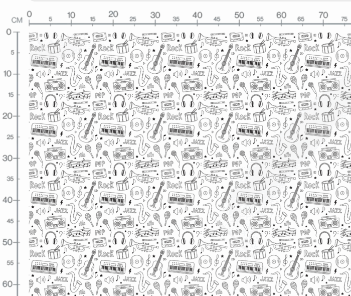Tissu Imprimé Musique A Colorier, 7 tissus au choix – Image 2