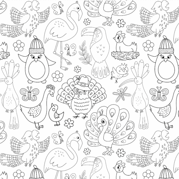 Tissu Exclusif Oiseaux A Colorier, 7 tissus au choix