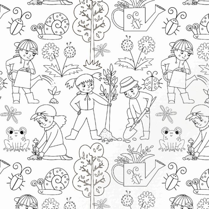Tissu Exclusif Petits Jardiniers A Colorier, 7 tissus au choix