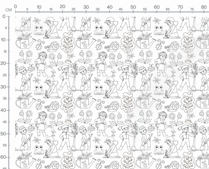 Tissu Exclusif Petits Jardiniers A Colorier, 7 tissus au choix – Image 3
