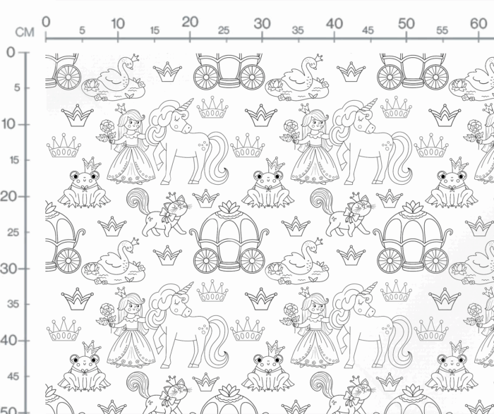 Tissu Exclusif Princesse Licorne A Colorier, 10 tissus au choix – Image 3
