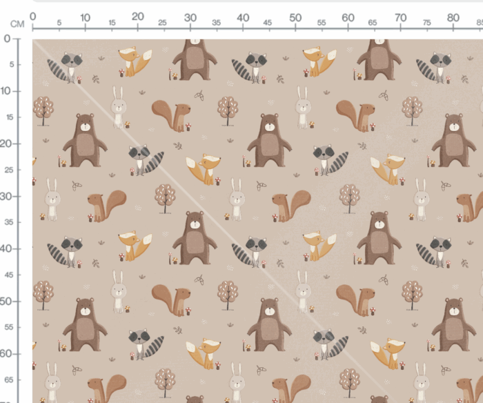 Tissu Imprimé Animaux de la Forêt Beige, 7 tissus au choix – Image 2