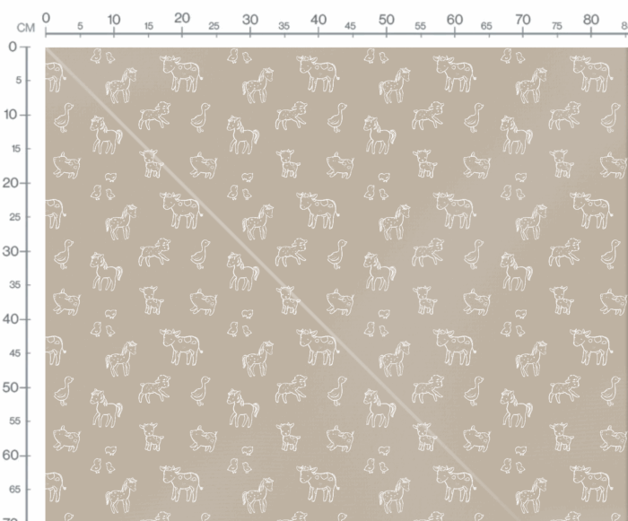 Tissu Imprimé Animaux Ferme Dessin Beige, 7 tissus au choix – Image 3