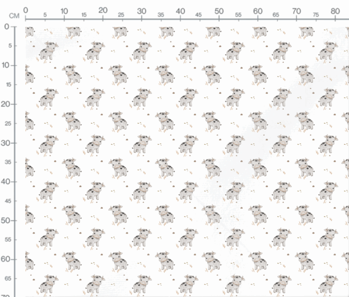 Tissu Imprimé Animaux Mignons Vache, 7 tissus au choix – Image 3