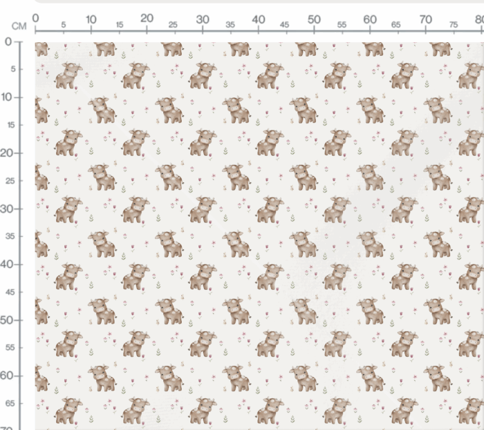 Tissu Imprimé Animaux Mignons Vache Marron, 7 tissus au choix – Image 3