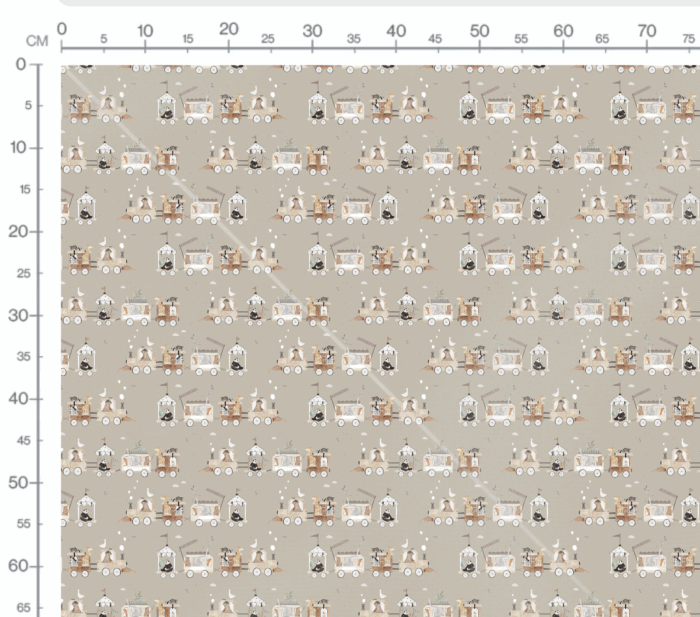 Tissu Imprimé Animaux Safari Train Beige, 7 tissus au choix – Image 3