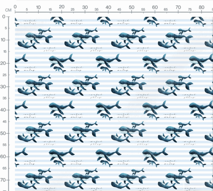 Tissu Imprimé Baleines Famille Rayé, 7 tissus au choix – Image 3