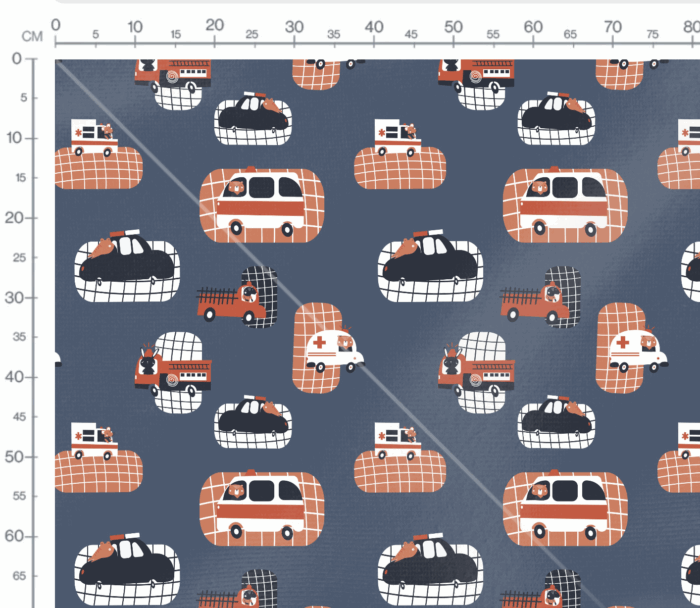 Tissu Imprimé Camions et Carreaux, 7 tissus au choix – Image 3