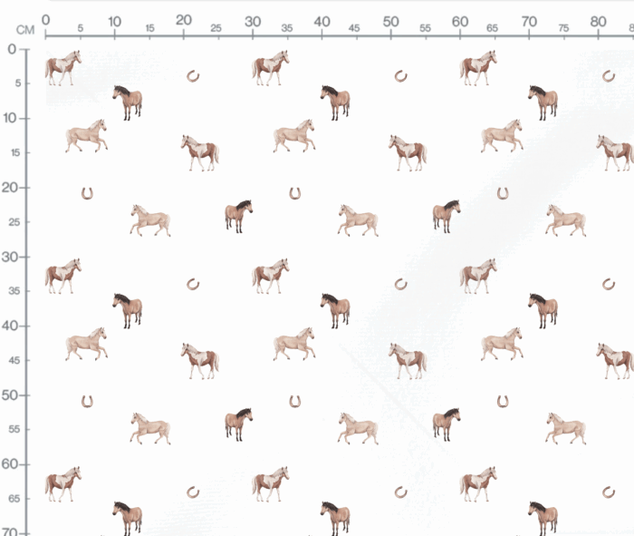 Tissu Imprimé Chevaux Fer Blanc, 7 tissus au choix – Image 2