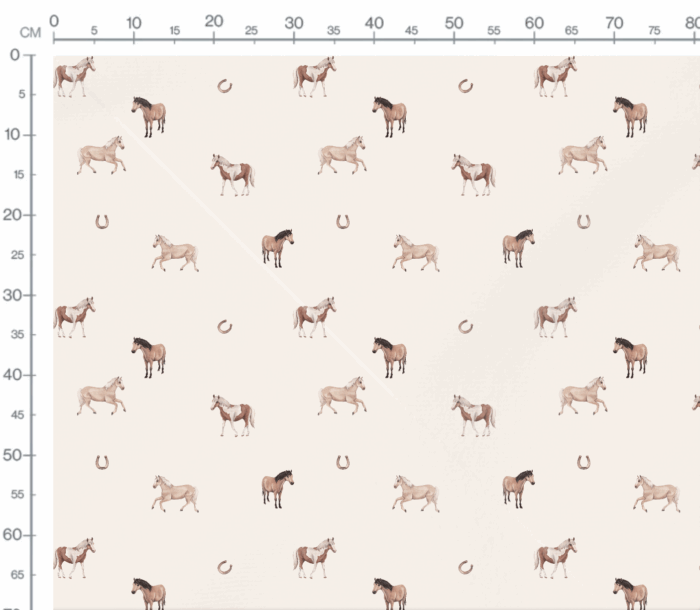 Tissu Imprimé Chevaux Fer Crème, 7 tissus au choix – Image 3