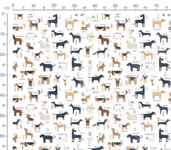 Tissu Imprimé Chiens Alphabet, 7 tissus au choix – Image 3