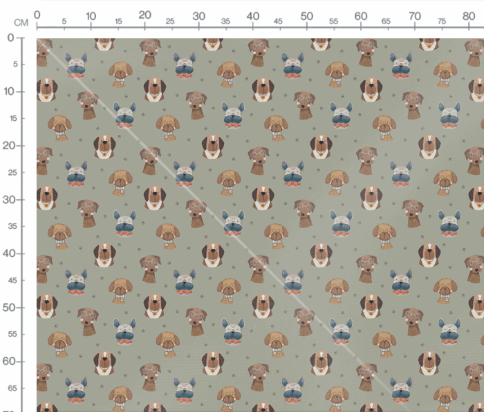 Tissu Imprimé Chiens Lunettes Vert, 7 tissus au choix – Image 3