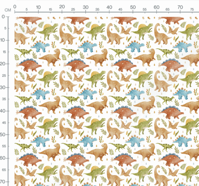 Tissu Imprimé Dinosaures Pluie Blanc, 7 tissus au choix – Image 3