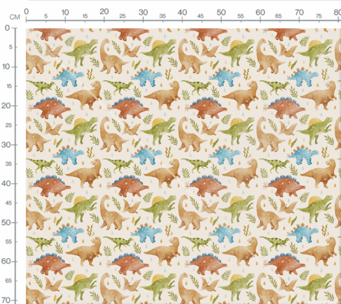 Tissu Imprimé Dinosaures Pluie Crème, 7 tissus au choix – Image 3