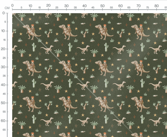 Tissu Imprimé Dinosaure Renard Vert, 7 tissus au choix – Image 3
