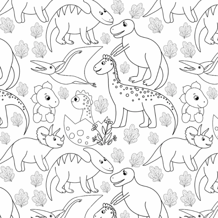 Tissu Exclusif Dinosaures A Colorier, 7 tissus au choix