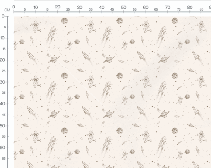 Tissu Imprimé Espace Planètes Crème, 7 tissus au choix – Image 3