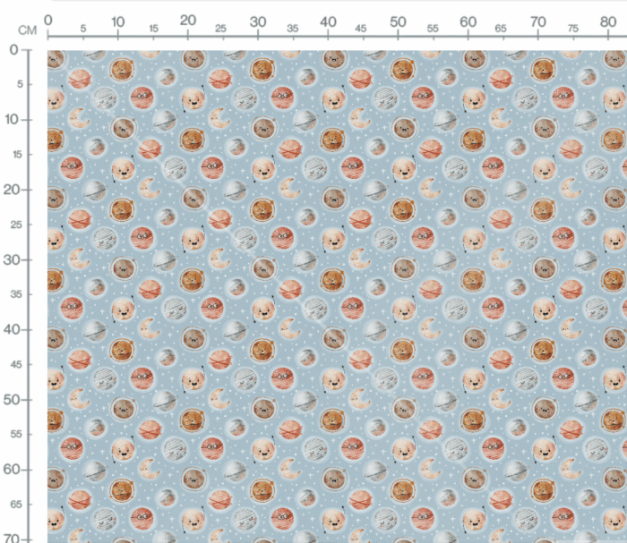 Tissu Imprimé Espace Planètes Heureuses Ciel, 7 tissus au choix – Image 3