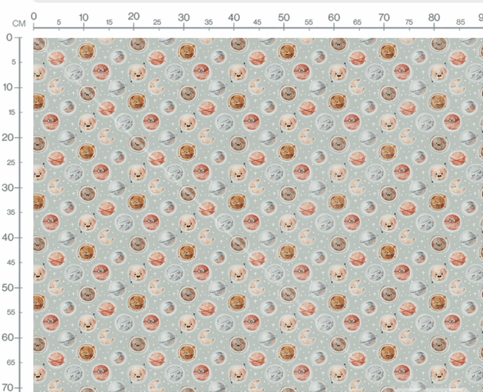 Tissu Imprimé Espace Planètes Heureuses Sauge, 7 tissus au choix – Image 2