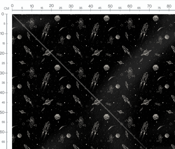 Tissu Imprimé Espace Planètes Noir, 7 tissus au choix – Image 3