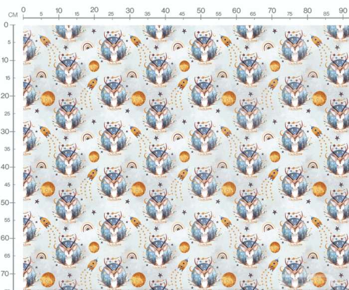 Tissu Imprimé Designer Cerf Mignon Planètes, 10 tissus au choix – Image 4