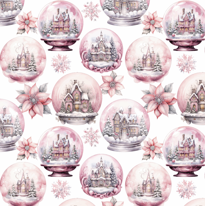Tissu Exclusif Noel Rose Boules Magiques, 7 tissus au choix
