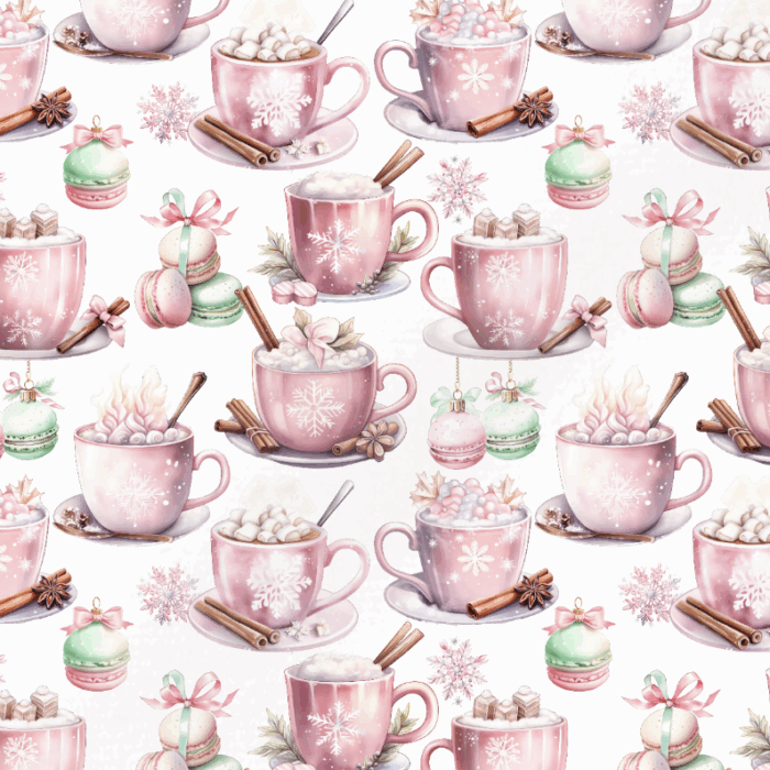 Tissu Exclusif Noel Rose Gourmandises, 7 tissus au choix