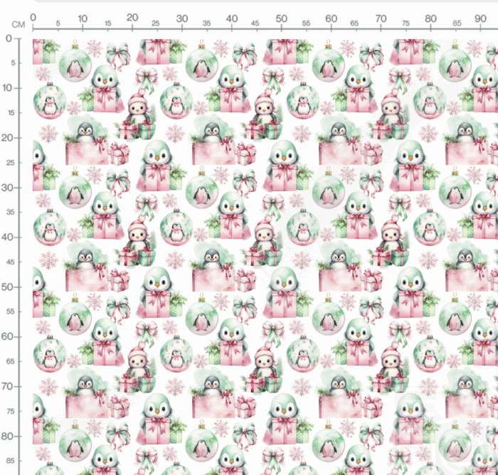 Tissu Imprimé Exclusif Noel Rose Pingouin Mignon, 11 tissus au choix – Image 3