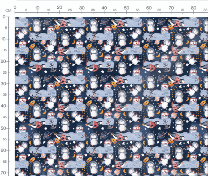 Tissu Imprimé Pingouin Mignon Espace, 10 tissus au choix – Image 3