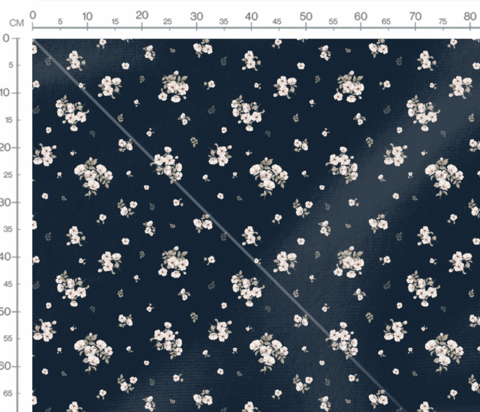 Tissu Imprimé Fleuri Eve Bleu, 7 tissus au choix – Image 3