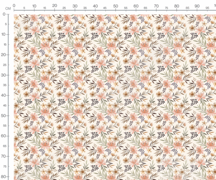 Tissu Imprimé Fleuri Iris Crème, 7 tissus au choix – Image 3