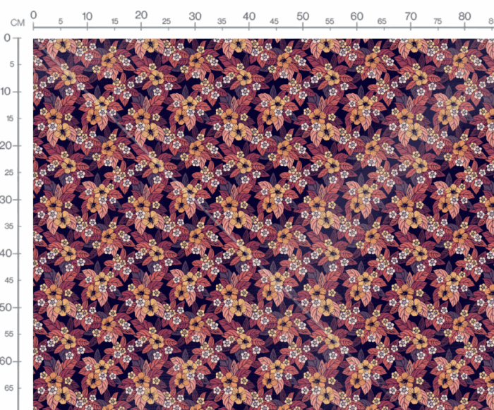 Tissu Imprimé Fleuri Tropical Elodie Bordeaux, 7 tissus au choix – Image 3