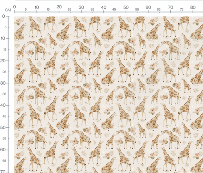 Tissu Imprimé Girafe Fleurs Maman Beige, 7 tissus au choix – Image 3