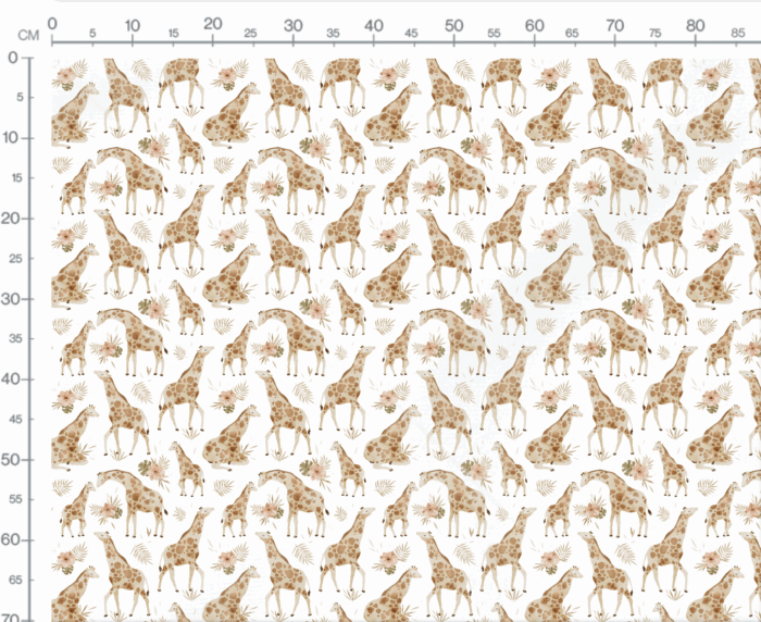 Tissu Imprimé Girafe Fleurs Maman Blanc, 7 tissus au choix – Image 3