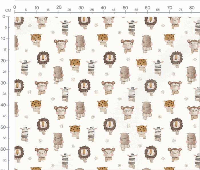 Tissu Imprimé Hiver Animaux Flocons Crème, 7 tissus au choix – Image 3