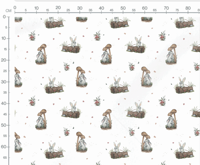 Tissu Imprimé Lapin Mignon Champignons, 7 tissus au choix – Image 2