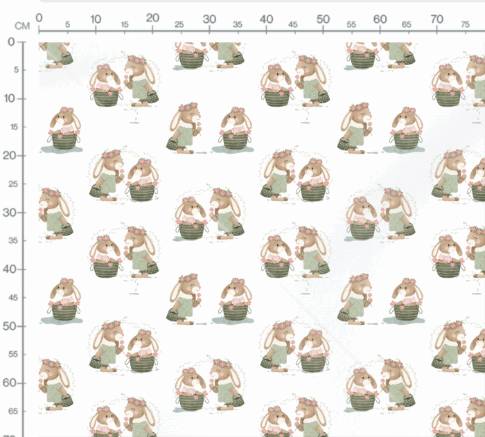 Tissu Imprimé Lapins Panier Fleuri Blanc, 7 tissus au choix – Image 3