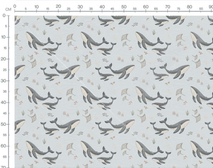 Tissu Imprimé Marin Designer Baleine Raie, 7 tissus au choix – Image 3