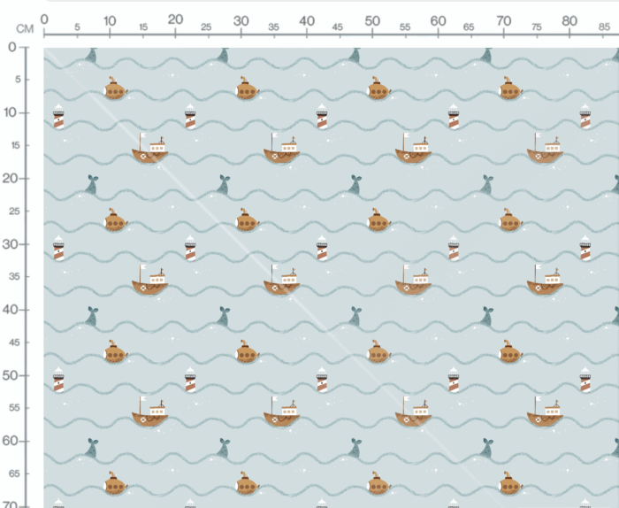 Tissu Imprimé Marin Bateau Vagues, 7 tissus au choix – Image 3