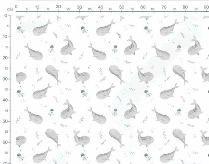 Tissu Imprimé Marin Designer Baleine Méduse, 7 tissus au choix – Image 3