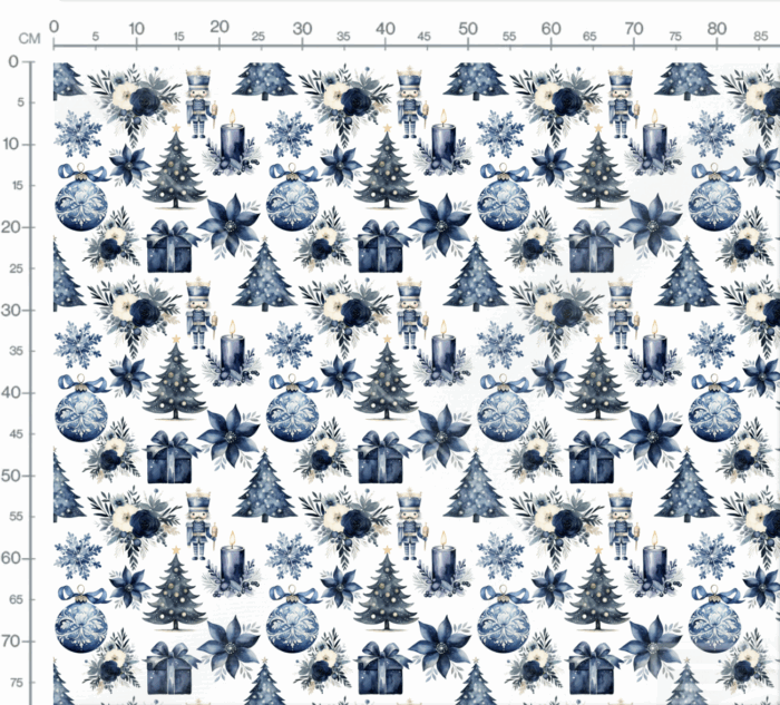 Tissu Exclusif Noel Aquarelle Bleu, 7 tissus au choix – Image 3